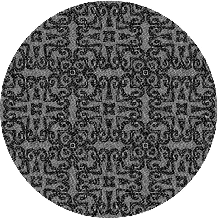 Square Patterned Charcoal Black Rug, pat2219gry