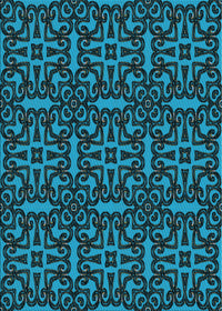 Machine Washable Transitional Deep Teal Green Rug, wshpat2219lblu