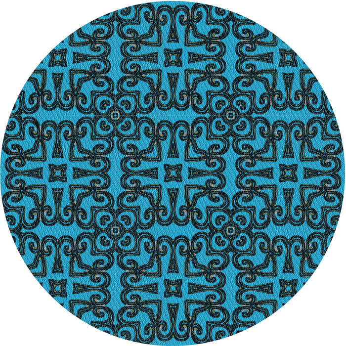 Square Machine Washable Transitional Deep Teal Green Rug in a Living Room, wshpat2219lblu