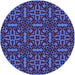 Square Patterned Blue Rug, pat2219pur