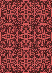 Machine Washable Transitional Red Rug, wshpat2219rd