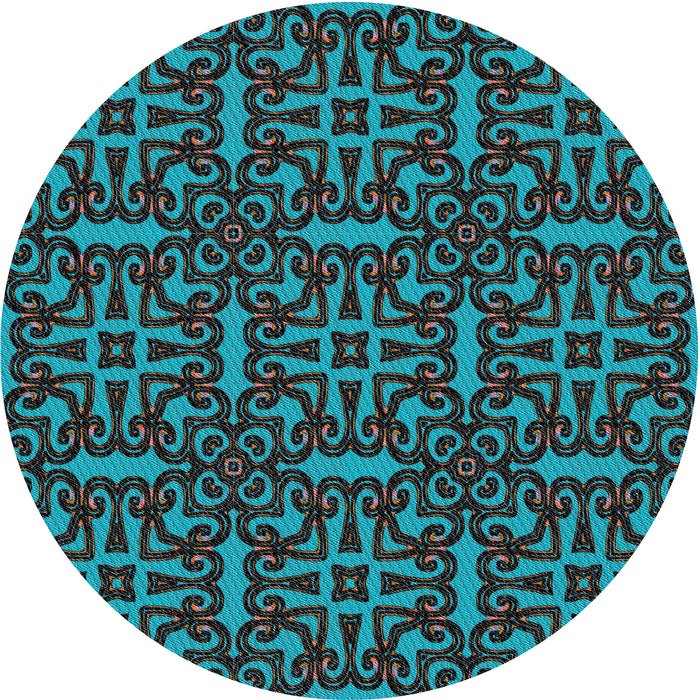 Square Machine Washable Transitional DarkTurquoise Green Rug, wshpat2219