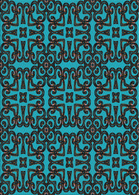 Machine Washable Transitional DarkTurquoise Green Rug, wshpat2219