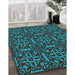 Machine Washable Transitional DarkTurquoise Green Rug in a Family Room, wshpat2219