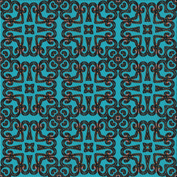Square Patterned Dark Turquoise Green Novelty Rug, pat2219