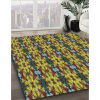 Patterned Copper Green Novelty Rug, pat221