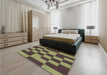 Patterned Green Rug in a Bedroom, pat222brn