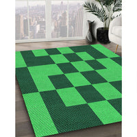 Patterned Deep Emerald Green Rug, pat222grn