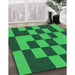 Patterned Deep Emerald Green Rug in Family Room, pat222grn