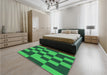 Patterned Deep Emerald Green Rug in a Bedroom, pat222grn