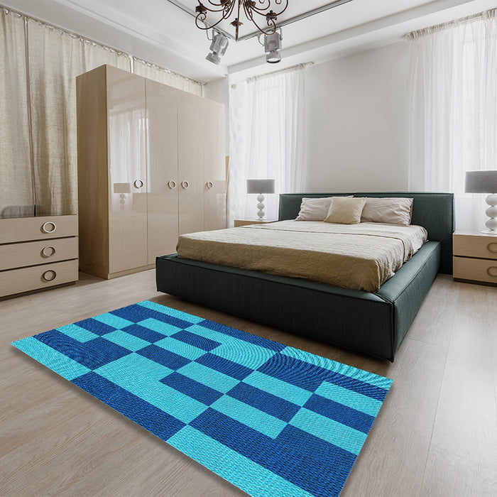 Patterned Blueberry Blue Rug in a Bedroom, pat222lblu