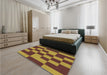 Patterned Saffron Red Rug in a Bedroom, pat222org