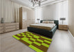 Patterned Pistachio Green Rug in a Bedroom, pat222yw