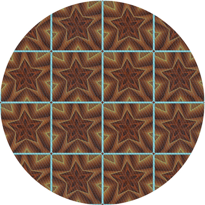 Square Patterned Saffron Red Rug, pat2220lblu