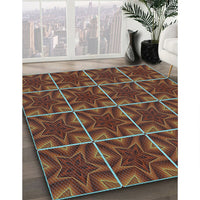 Patterned Saffron Red Rug, pat2220lblu