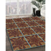 Patterned Saffron Red Rug in Family Room, pat2220lblu