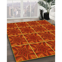 Patterned Orange Red Orange Rug, pat2220yw