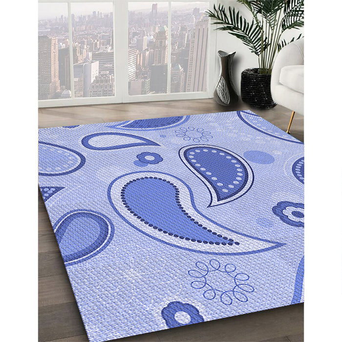 Machine Washable Transitional Sea Blue Rug in a Family Room, wshpat2221blu