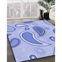 Patterned Sea Blue Rug, pat2221blu