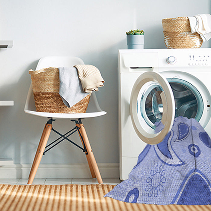 Machine Washable Transitional Sea Blue Rug in a Washing Machine, wshpat2221blu