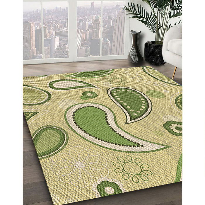 Machine Washable Transitional Mustard Yellow Rug in a Family Room, wshpat2221brn
