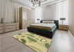 Patterned Mustard Yellow Rug in a Bedroom, pat2221brn