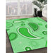 Patterned Green Rug in Family Room, pat2221grn