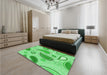 Patterned Green Rug in a Bedroom, pat2221grn