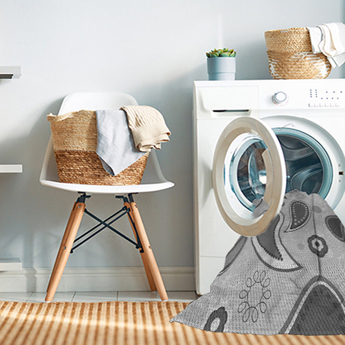 Machine Washable Transitional Platinum Gray Rug in a Washing Machine, wshpat2221gry