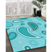 Machine Washable Transitional Dark Turquoise Green Rug in a Family Room, wshpat2221lblu