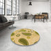 Round Patterned Dark Golden Brown Rug in a Office, pat2221org