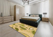 Patterned Dark Golden Brown Rug in a Bedroom, pat2221org