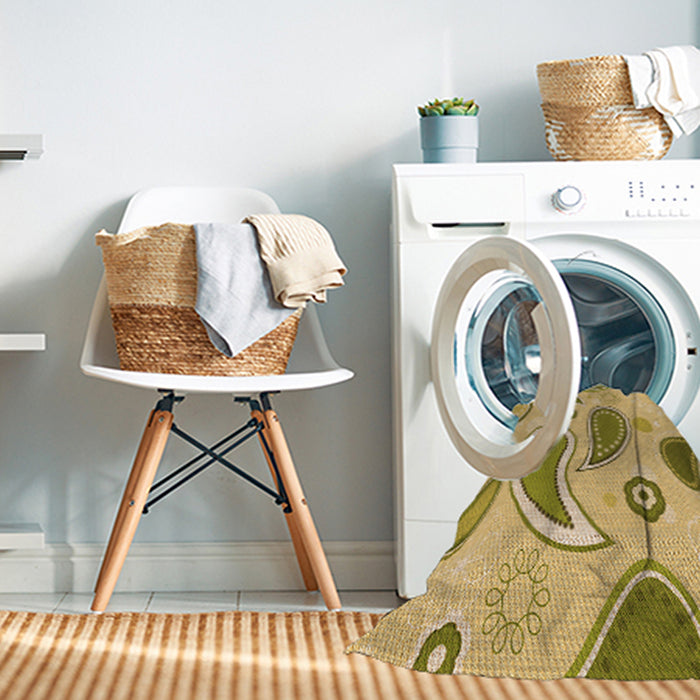 Machine Washable Transitional Dark Golden Brown Rug in a Washing Machine, wshpat2221org