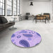 Round Patterned Medium Slate Blue Rug in a Office, pat2221pur