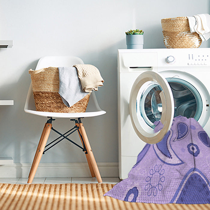 Machine Washable Transitional Medium Slate Blue Rug in a Washing Machine, wshpat2221pur