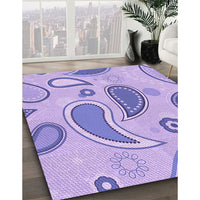 Patterned Medium Slate Blue Rug, pat2221pur