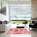 Square Patterned Red Rug in a Living Room, pat2221rd