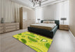 Patterned Pistachio Green Rug in a Bedroom, pat2221yw