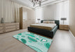 Patterned Mint Green Novelty Rug in a Bedroom, pat2221