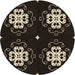 Square Patterned Black Rug, pat2222brn