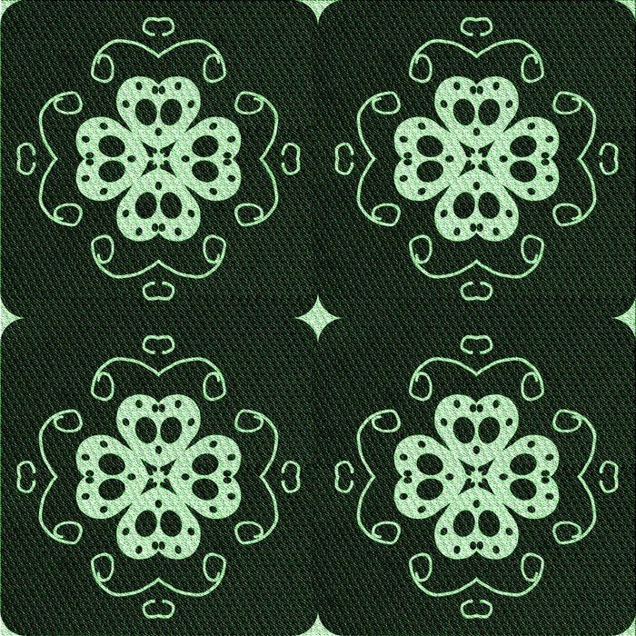 Round Patterned Green Rug, pat2222grn