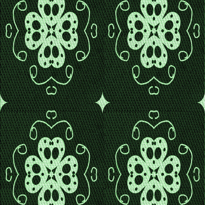 Machine Washable Transitional Green Rug, wshpat2222grn