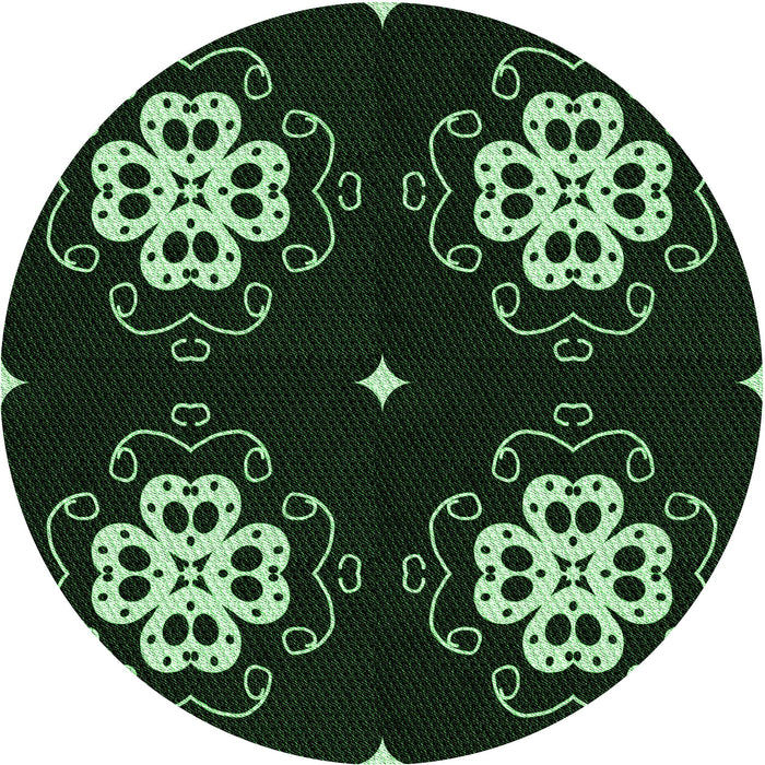 Square Patterned Green Rug, pat2222grn