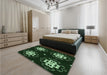 Patterned Green Rug in a Bedroom, pat2222grn