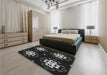 Patterned Black Rug in a Bedroom, pat2222gry