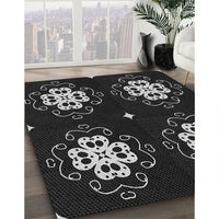 Patterned Black Rug, pat2222gry