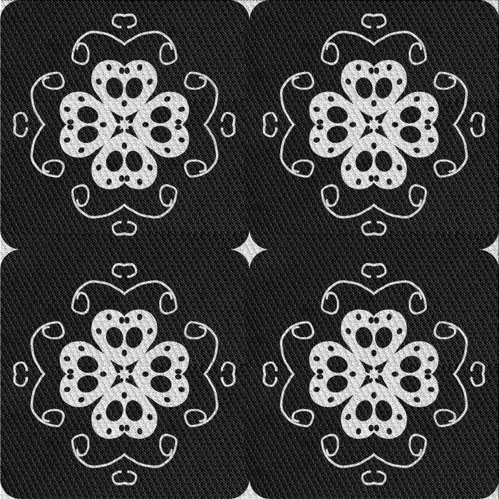 Round Patterned Black Rug, pat2222gry