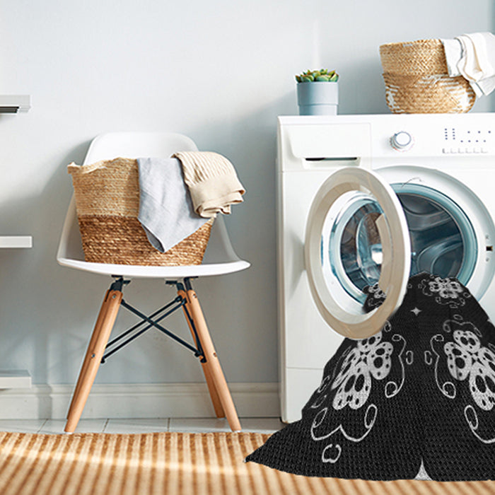 Machine Washable Transitional Black Rug in a Washing Machine, wshpat2222gry