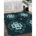 Machine Washable Transitional Deep-Sea Green Rug in a Family Room, wshpat2222lblu