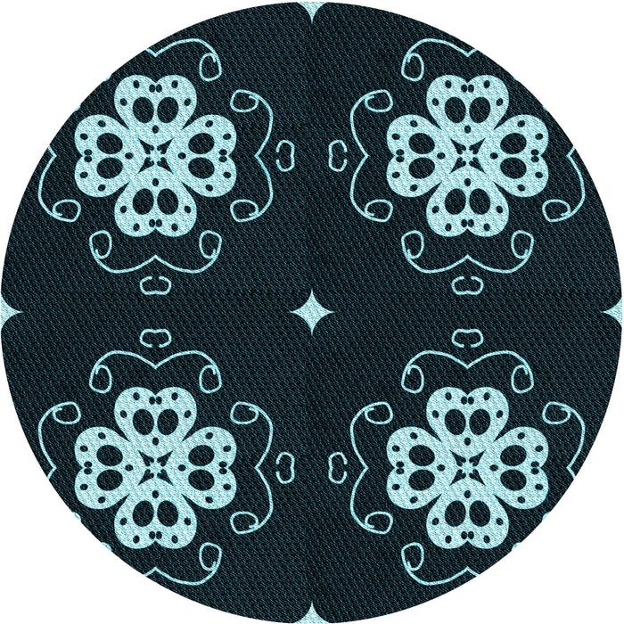 Square Machine Washable Transitional Deep-Sea Green Rug in a Living Room, wshpat2222lblu